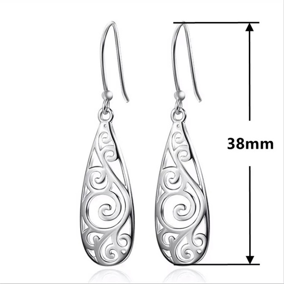 Colleen Filigree Silver Drop Earrings - Picture 4 of 6